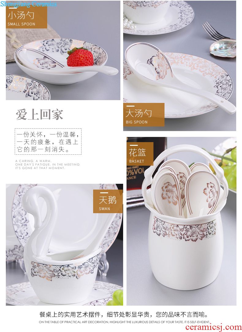 Jingdezhen tableware european-style bone bowls plates suit Chinese rural tableware bowl suit household of Chinese style and pure and fresh