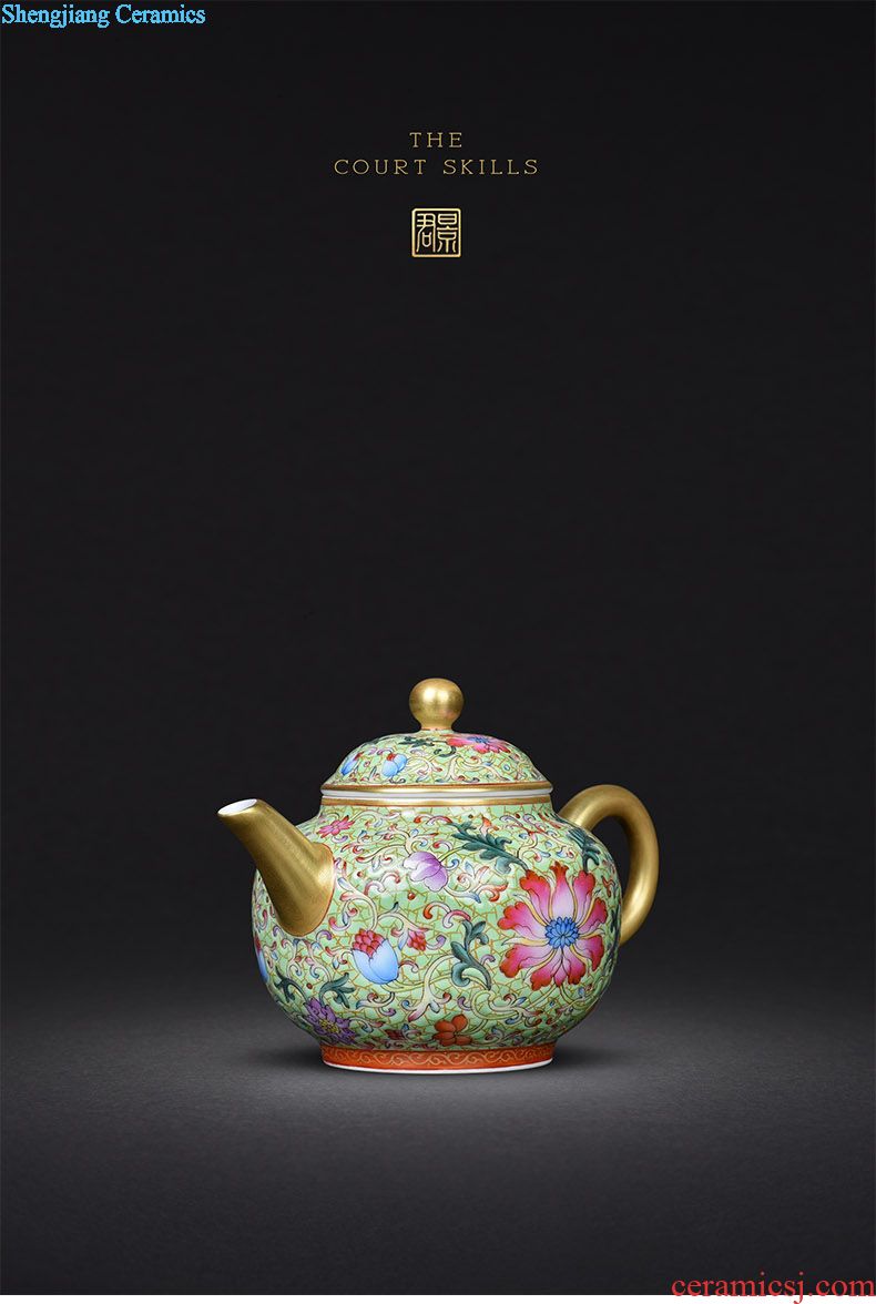 JingJun jingdezhen hand-painted colored enamel porcelain teapot kung fu tea set single pot of tea tea