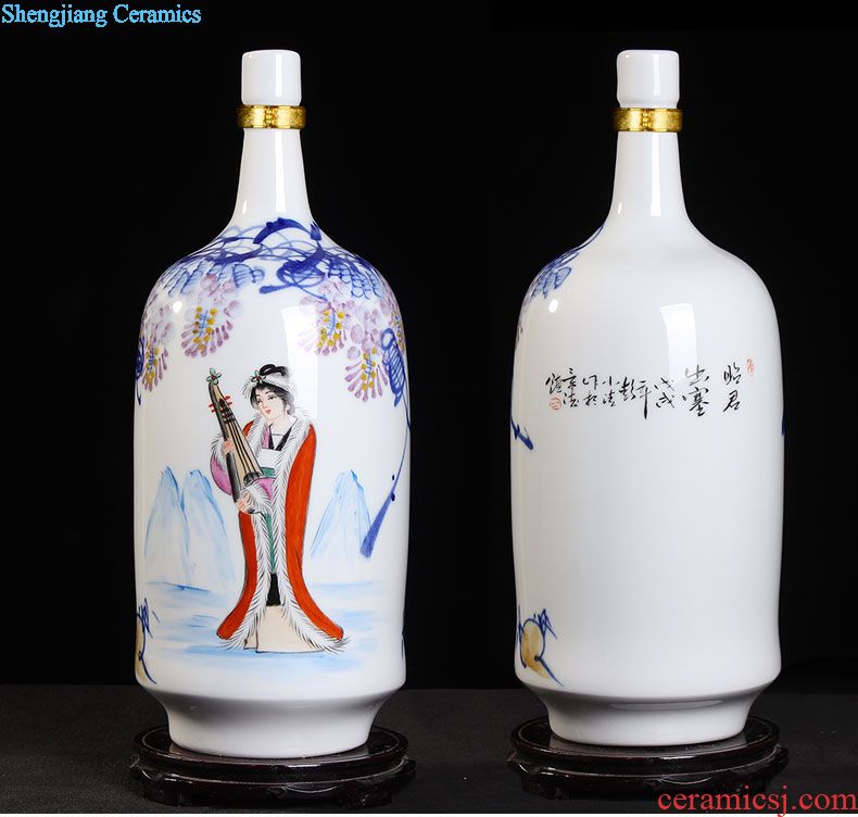 Archaize ceramic jars 20 jins 30 jins 50 it wine bottle with hip jingdezhen jars bubble wine jars