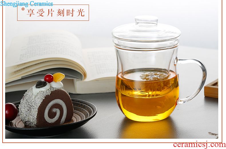 Three frequently hall large ceramic cups Jingdezhen tea set office cup tea cup tea separation belt filter couples cup