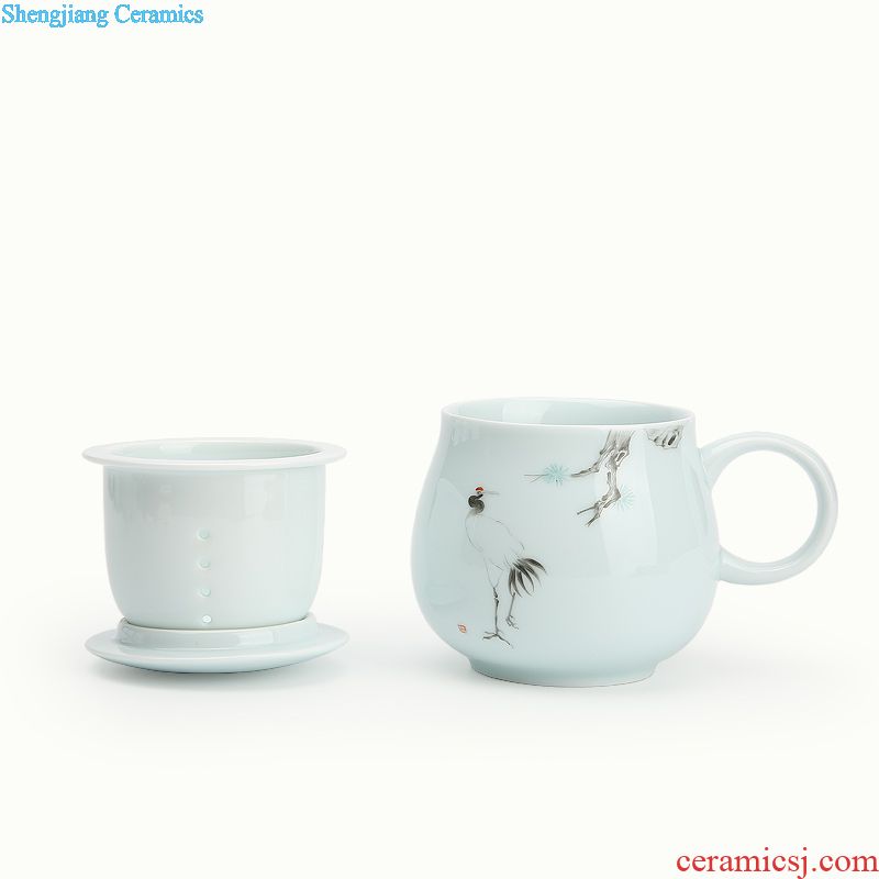 Three frequently hall hand-painted pastel sea points of tea ware jingdezhen ceramic tea tea set fair mug S32009 celadon and cup