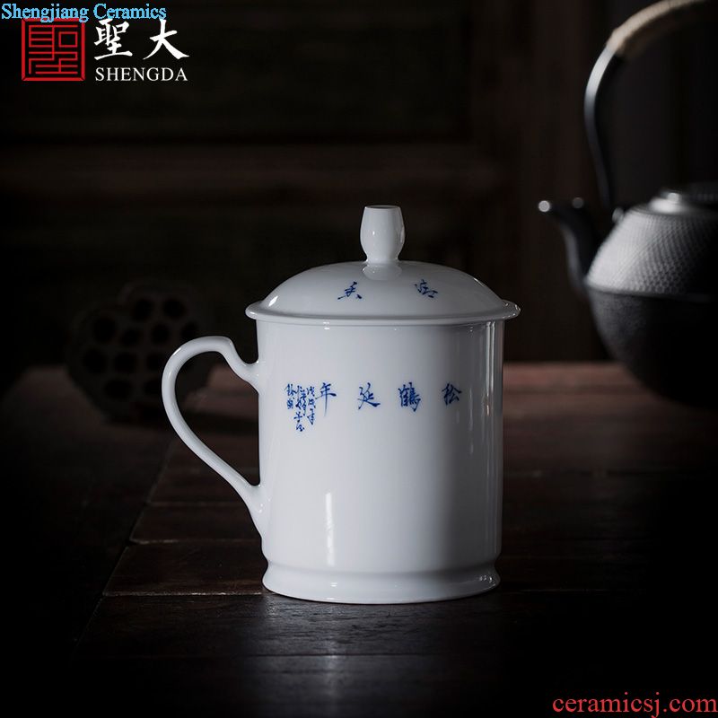 Holy big ceramic kung fu masters cup hand-painted porcelain cups of ice MeiWen medallion landscape lamp cup of jingdezhen tea service