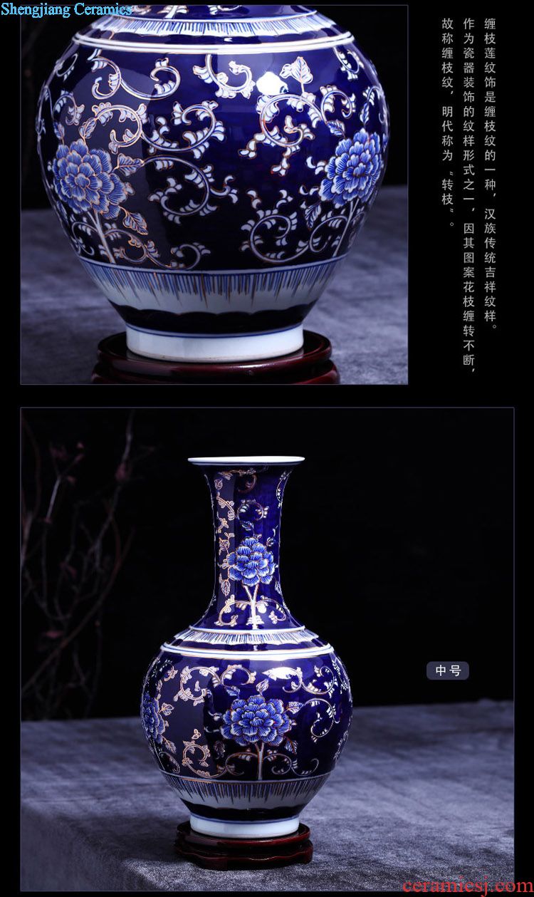 Jingdezhen ceramic handicraft ceramic landscape of large blue and white porcelain vase sitting room home decoration porcelain furnishing articles