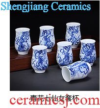Santa jingdezhen tea set three tureen large cups only hand-painted ceramic alum red paint of the ninth tea bowl