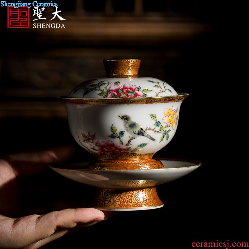 Santa teacups hand-painted ceramic kung fu new color 4 cups of grasses and cup master cup sample tea cup set of jingdezhen tea service