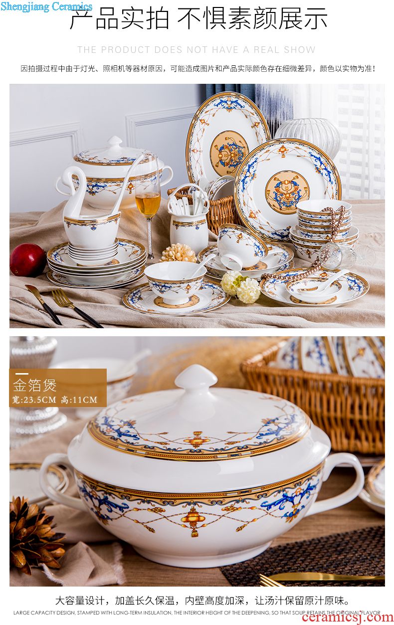 Set bowl dishes suit household jingdezhen ceramic tableware suit Korean pure and fresh and contracted dish bowl suit