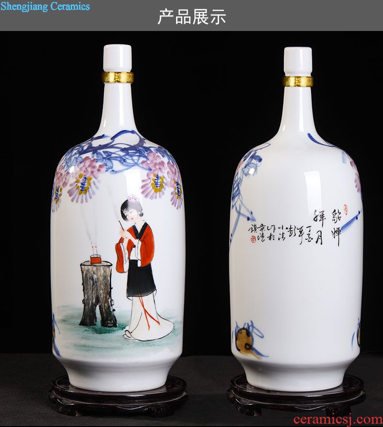 Archaize ceramic jars 20 jins 30 jins 50 it wine bottle with hip jingdezhen jars bubble wine jars