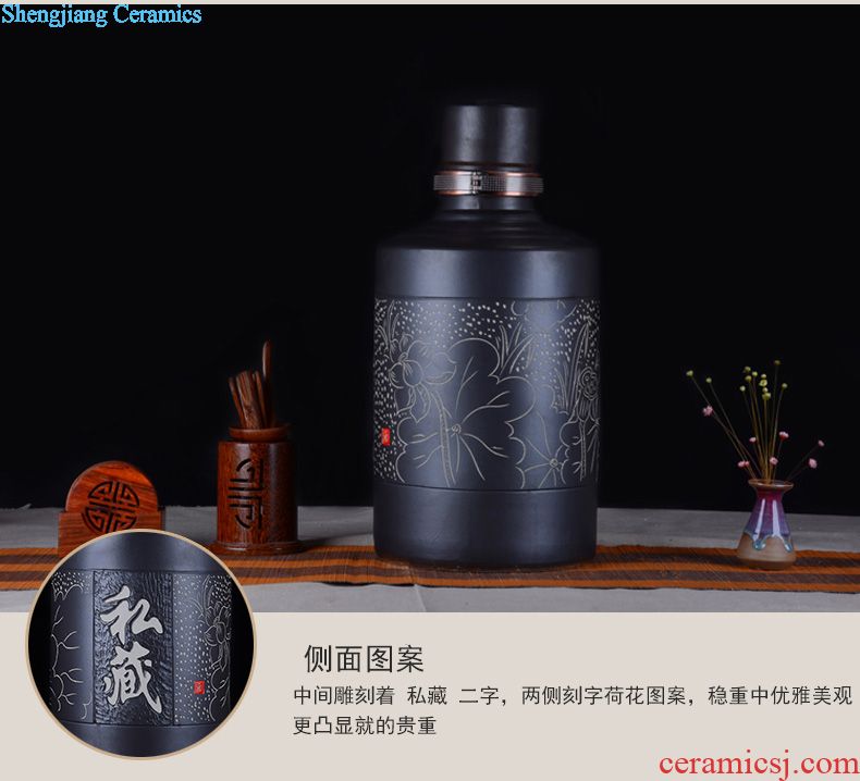 The glass bulb wine bottle with tap 10 jins 20 jins of jingdezhen ceramic wine words sealed wine container medicine bottle