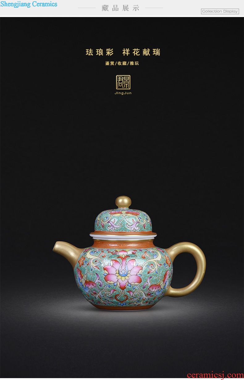 JingJun hand-sketching jingdezhen blue and white porcelain teapot landscape character ceramic kung fu tea set single pot teapot