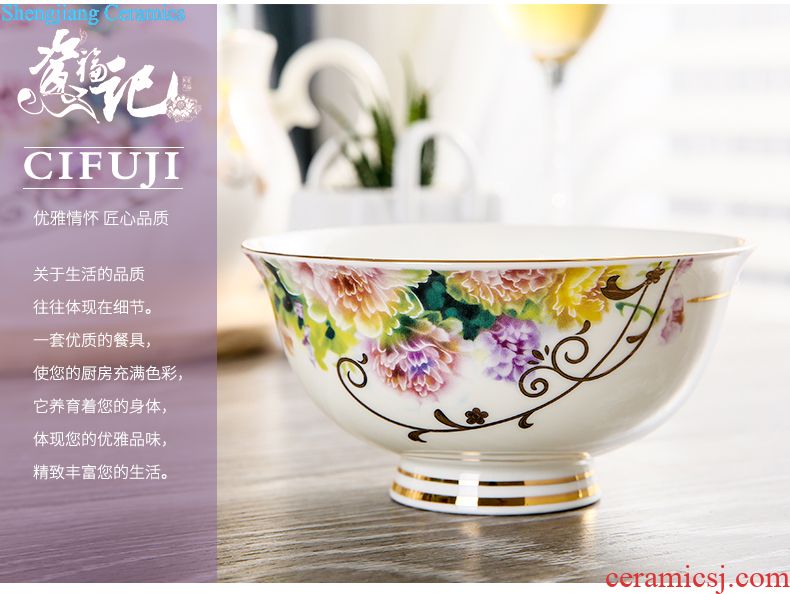 Dishes suit of jingdezhen ceramic tableware ikea Chinese style originality bone porcelain bowl of Korean tableware wedding housewarming gift