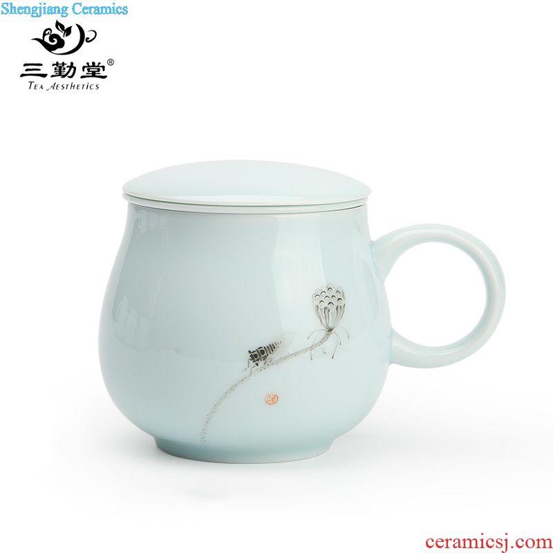 Three frequently hall hand-painted pastel sea points of tea ware jingdezhen ceramic tea tea set fair mug S32009 celadon and cup