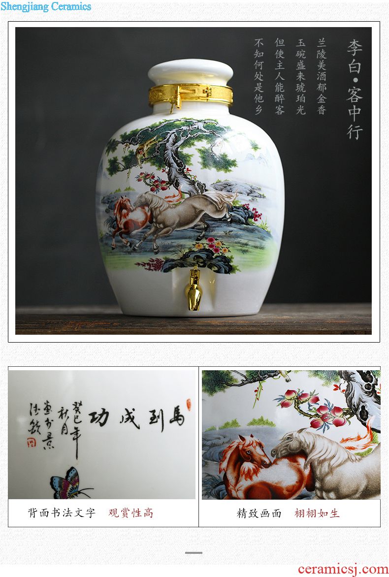 Ceramic jars cylinder tank it 50 kg 100 jins big bucket of jingdezhen tea at the end of the cylinder with tap