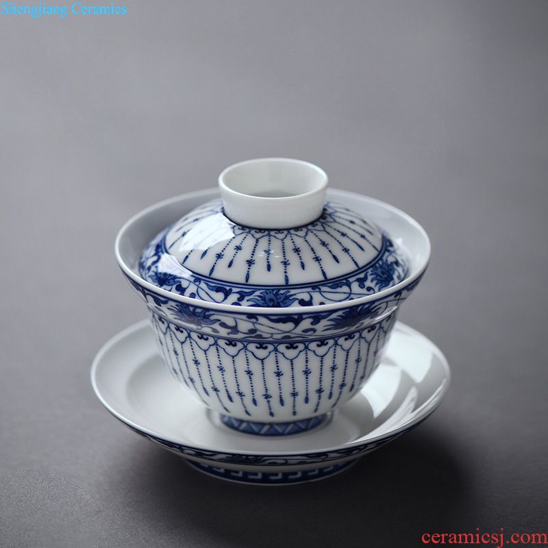 JingJun Jingdezhen ceramics Hand-painted color ink landscape all hand teapot Kung fu tea pot 1