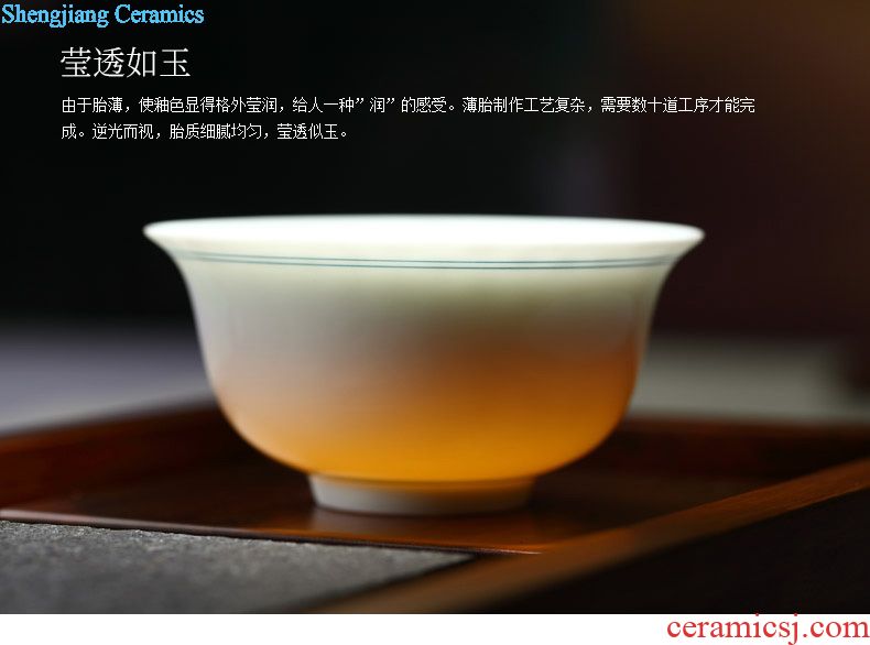 Drink to jingdezhen blue and white tureen retro hand-painted kung fu three cups to make tea, large ceramic tea set bowl