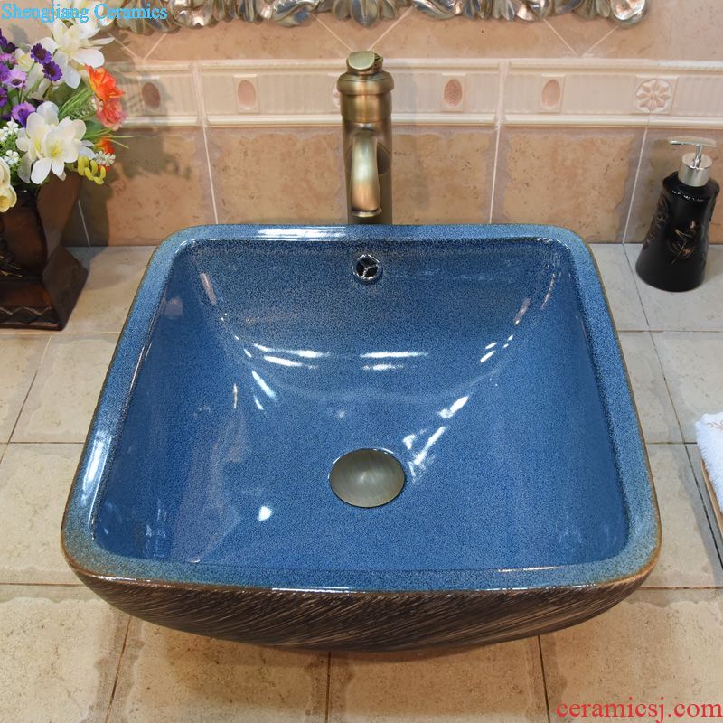 Jingdezhen ceramic art basin deep carved lotus double surplus water sanitary ware bowl lavatory basin on stage