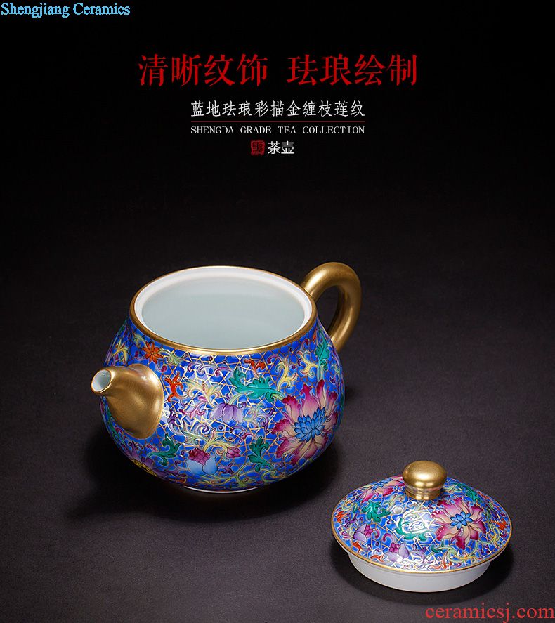 Caddy hand-painted ceramic blue colored enamel bound to branch group crane grain storage POTS all hand fittings of jingdezhen tea service