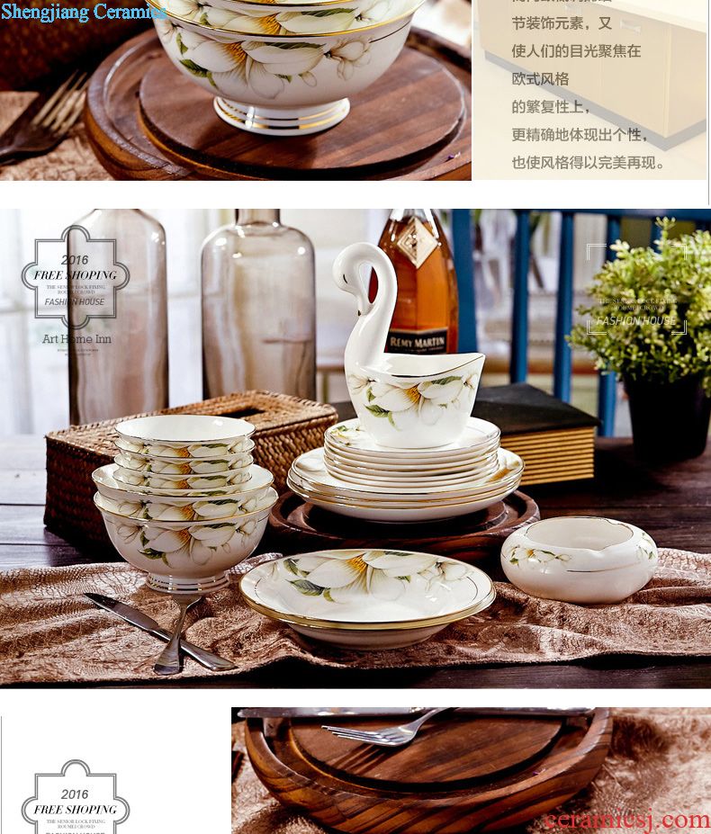 Jingdezhen high-grade bone China tableware suit The dishes home dishes 56 high-grade Chinese style wedding gift set