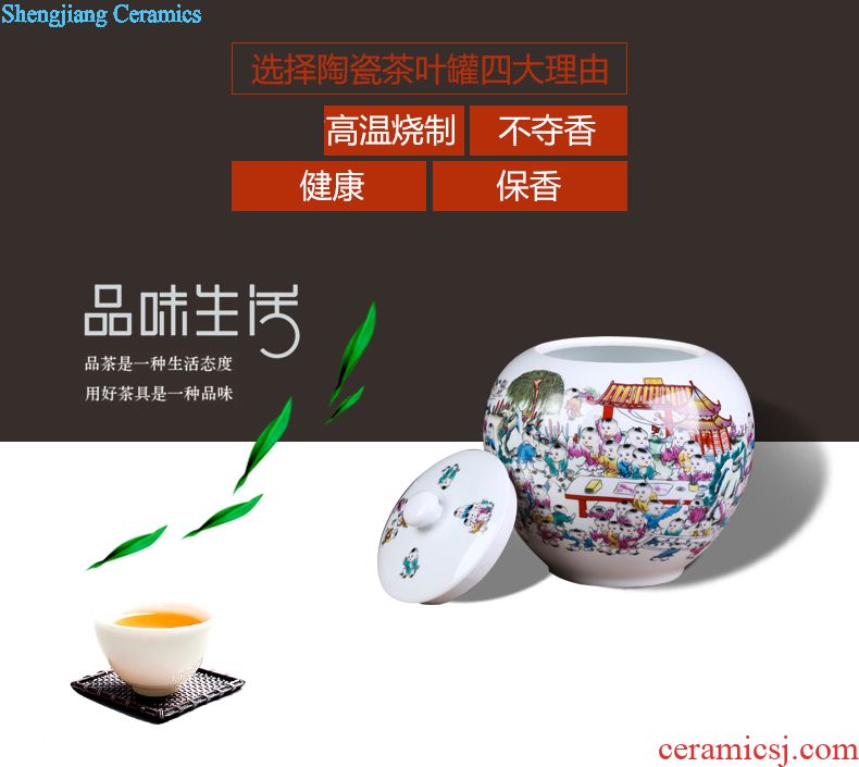 Jingdezhen ceramic cake tea cake the seventh, peulthai the large tea caddy household box seal pot