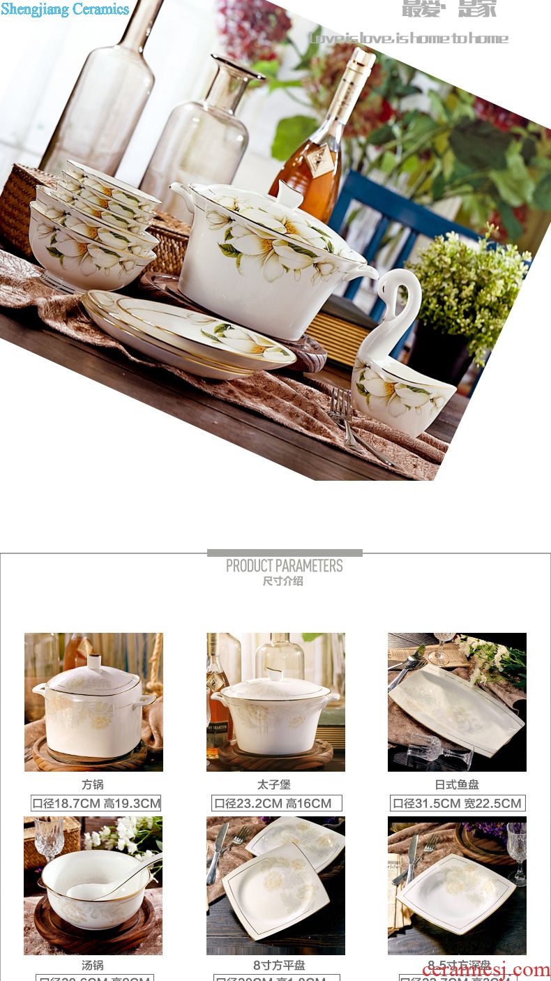 Jingdezhen porcelain tableware portfolio bone bone porcelain ceramic tableware suit dish bowl round plate