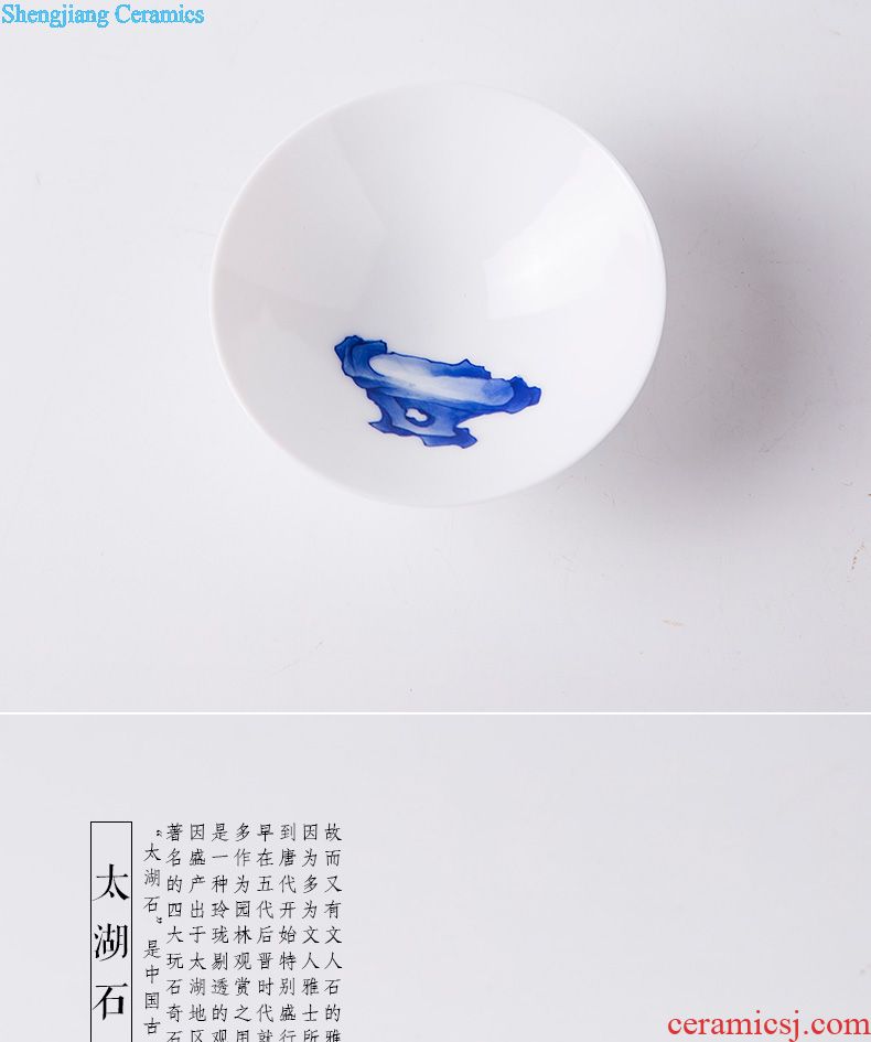 Santa hand-painted blue-and-white ceramics alum red paint YunLongWen pot bearing all hand kung fu tea accessories dry foam plate