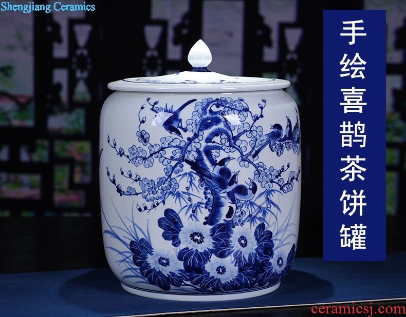 Jingdezhen ceramics tea cake caddy large seal decorative pot sitting room household act the role ofing is tasted snack jars