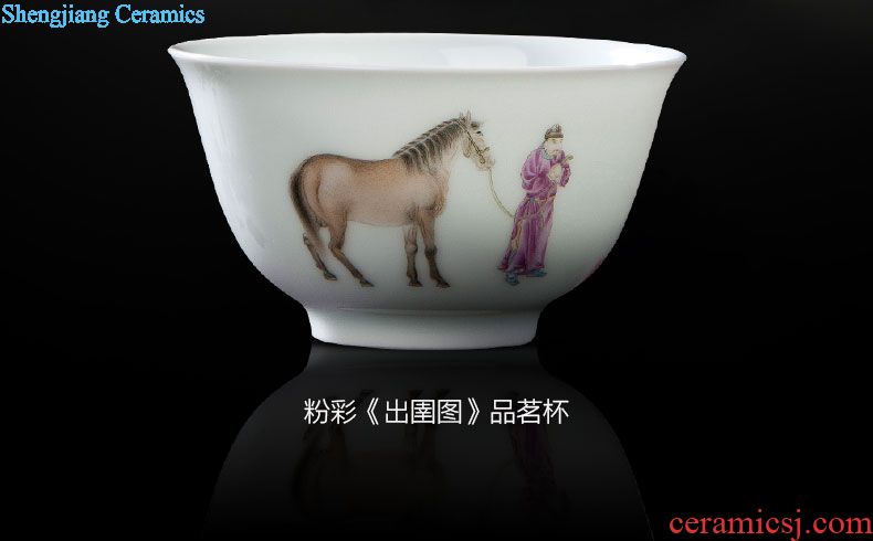 Holy big ceramic sample tea cup free hand-painted porcelain figure master weng travel cup one cup of jingdezhen kung fu tea set