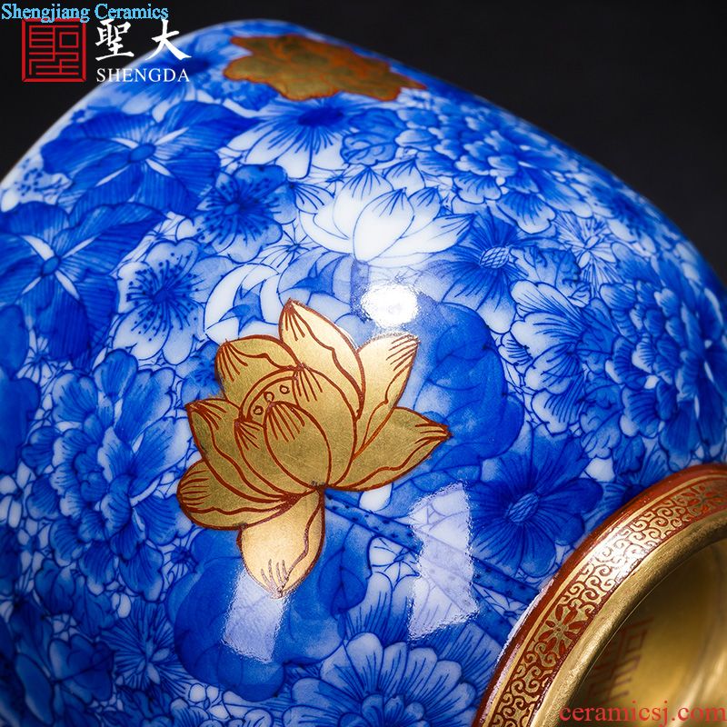 St the ceramic kung fu tea master cup colored enamel paint canopy treasure phase sample tea cup jingdezhen tea cup