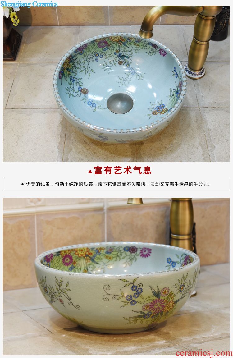 Jingdezhen ceramic column set three-piece five lavatory basin carved lotus art basin sink basin