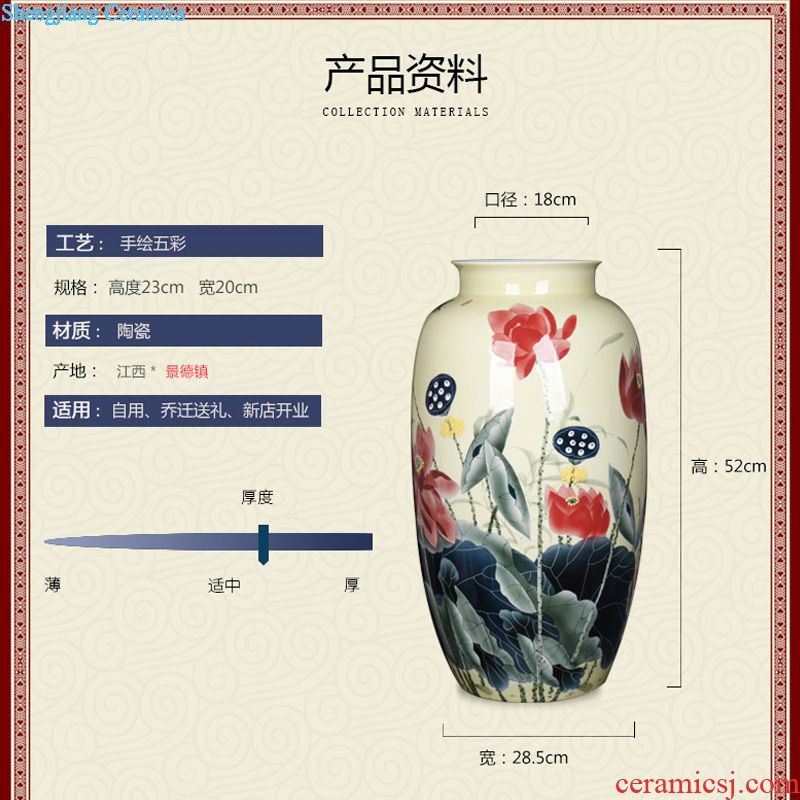 Jingdezhen ceramic home sitting room adornment hand-painted peony vases, furnishing articles new Chinese arts and crafts porcelain