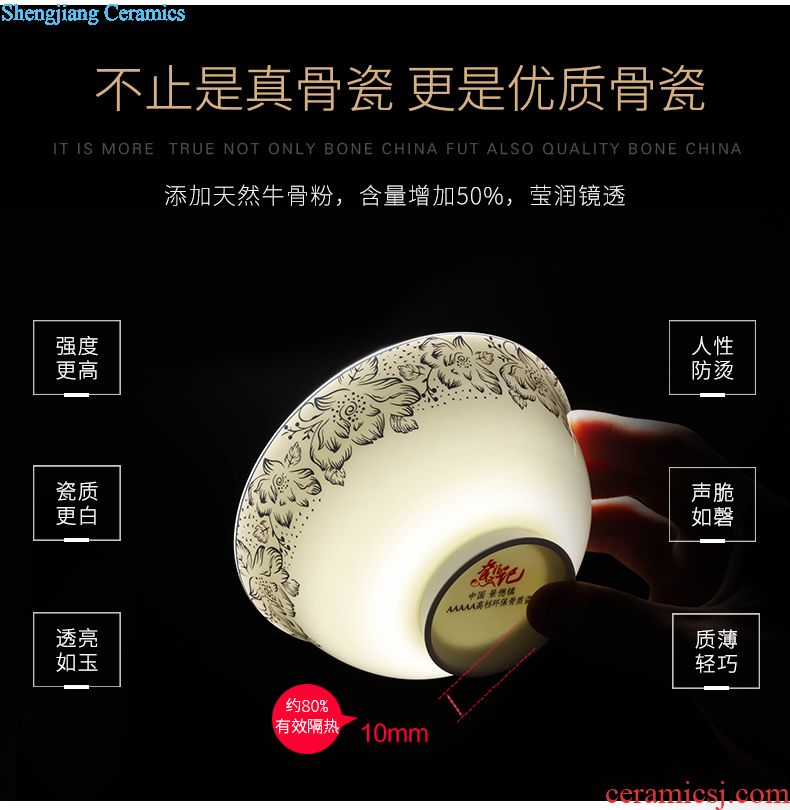 Jingdezhen tableware european-style bone bowls plates suit Chinese rural tableware bowl suit household of Chinese style and pure and fresh