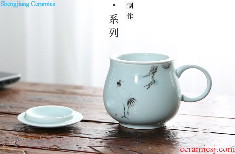 Three frequently hall hand-painted pastel sea points of tea ware jingdezhen ceramic tea tea set fair mug S32009 celadon and cup