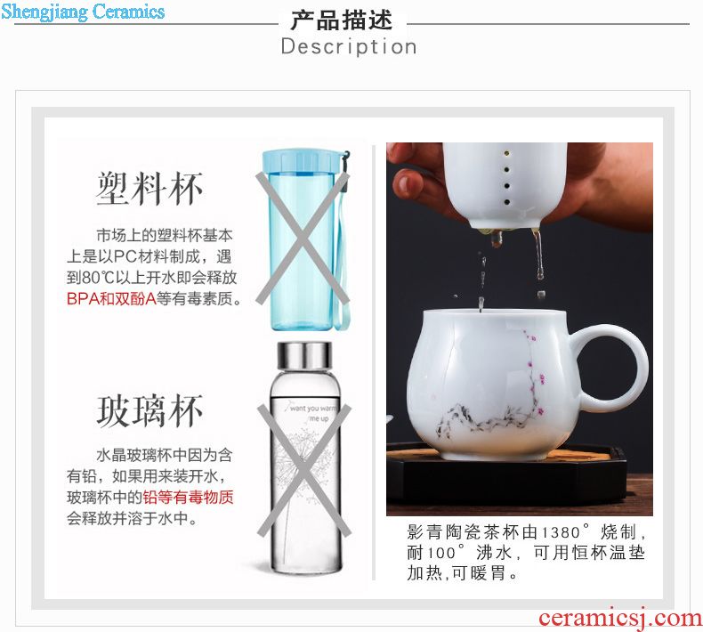 Ms ceramic vacuum cup tea cup of blue and white porcelain ceramic bladder male glass business gifts cups can be customized