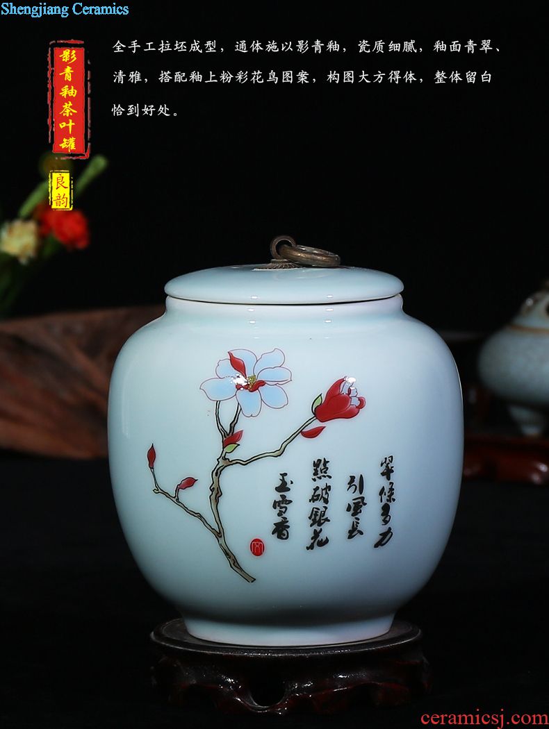Jingdezhen blue and white ceramics storage tank caddy modern home furnishing articles contracted sitting room adornment handicraft