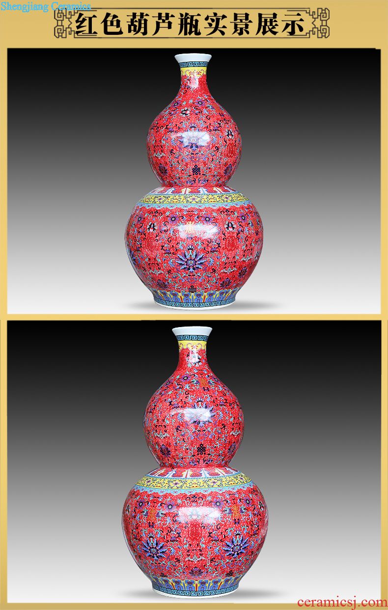 Jingdezhen ceramics powder enamel vase modern home sitting room adornment handicraft sea floor furnishing articles