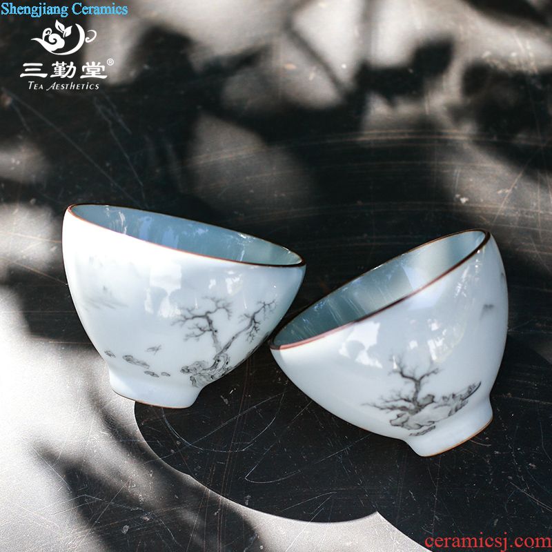 Three frequently gentleman sample tea cup Kung fu tea sets master cup single cup jingdezhen ceramic tea set S42134