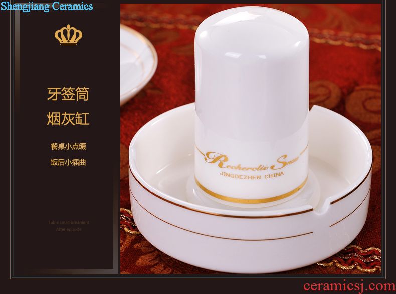 Delin bone porcelain tableware suit 60 head Jingdezhen ceramic dishes and plates spoons gift set porcelain