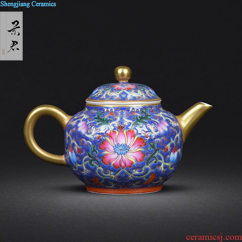 JingJun jingdezhen hand-painted colored enamel porcelain teapot kung fu tea set single pot of tea tea