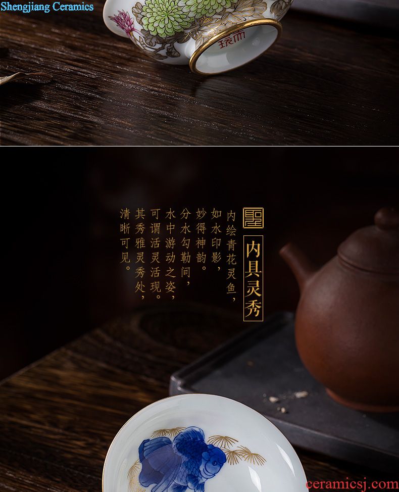 A clearance rule Ceramic kung fu tea masters cup black enamel paint live lines single cups of jingdezhen tea service