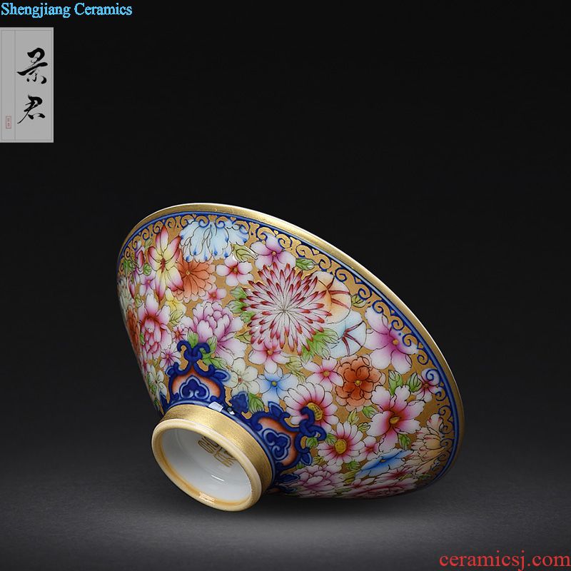 JingJun Tureen ceramic cups of ice may only three bowl full manual hand-sketching kung fu tea bowl of jingdezhen blue and white