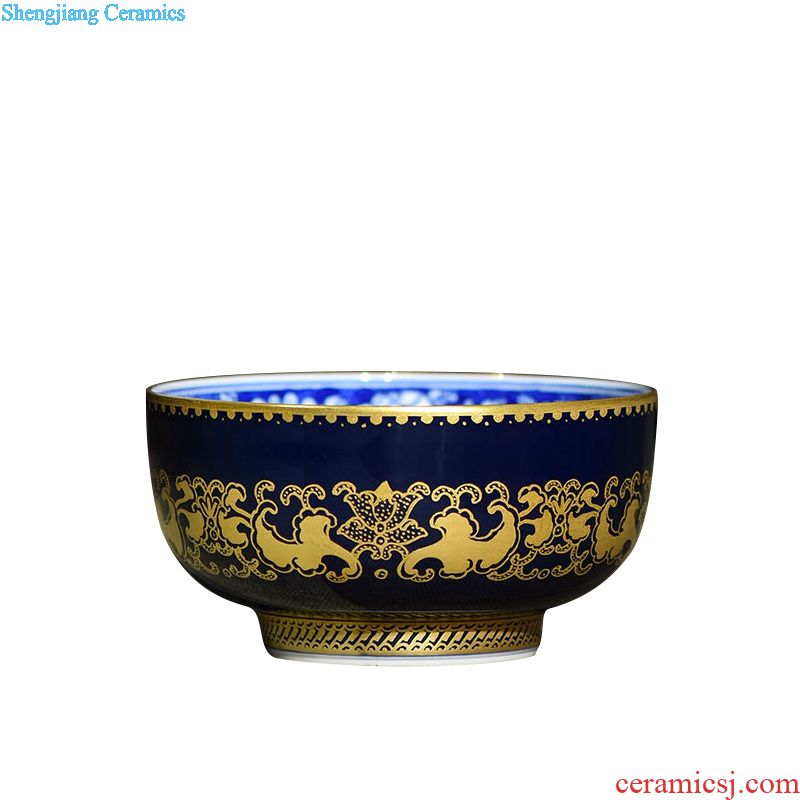 Jingdezhen ceramics sweet hand-painted colored enamel craft kung fu tea set three to bowl tureen tea bowl to tea cups