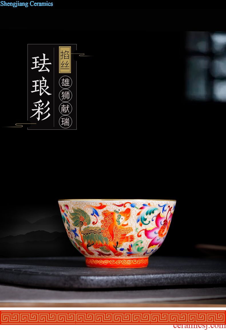 Jingdezhen ceramic small caddy Hand-painted sealed tank storage tanks Pastel butterfly kung fu tea accessories