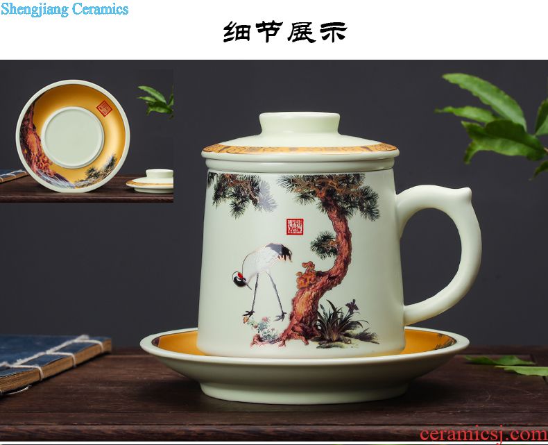 Jingdezhen ceramic cups with cover bone porcelain cup household porcelain bowl glass office meeting 10 only to custom