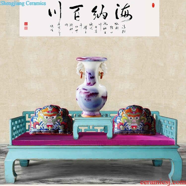 Jingdezhen ceramic Chinese red large vase home sitting room porch place large new home decoration hc - 074