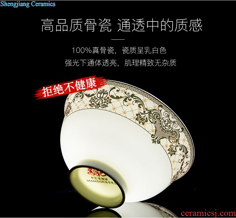 The dishes suit household of Chinese style dishes jingdezhen classical colored enamel tableware dishes business housewarming wedding gifts