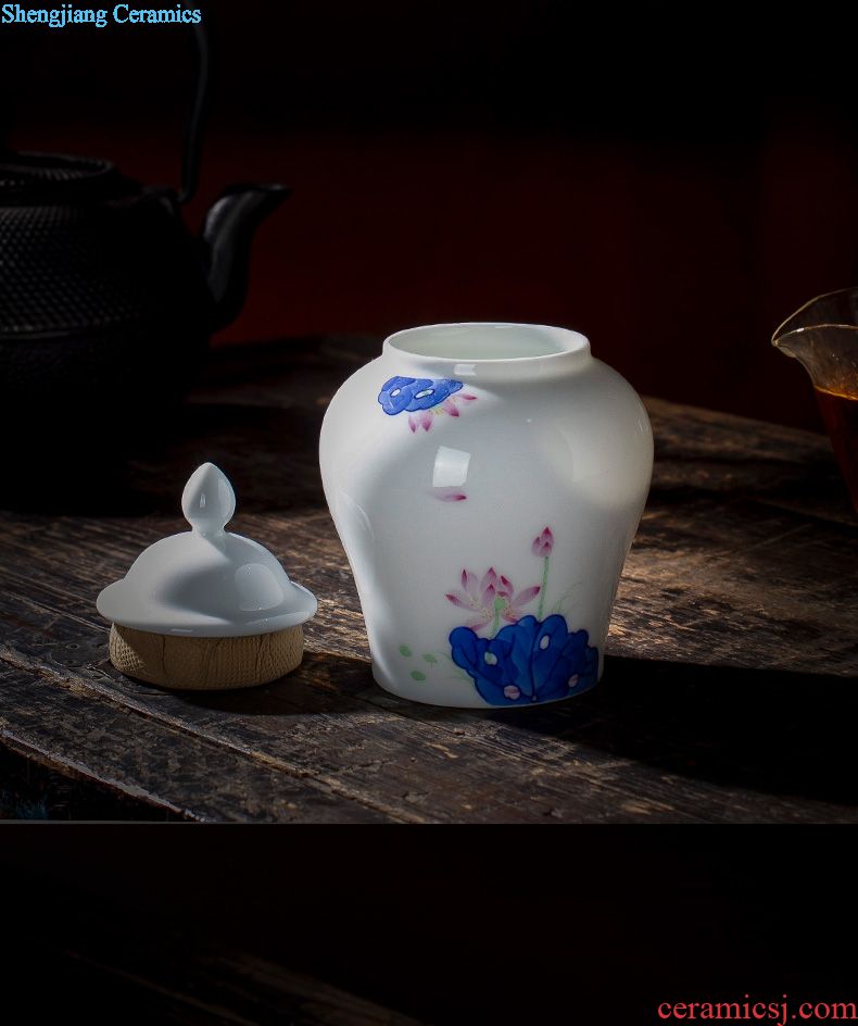 Holy big ceramic kung fu tea set 8 pieces of a complete set of hand-painted manual jingdezhen blue and white and exquisite landscape teapot set group