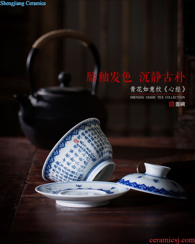 Holy big ceramic kung fu tea sample tea cup tea pile of gold at the end of the bodhi leaf cup all hand of jingdezhen tea service master