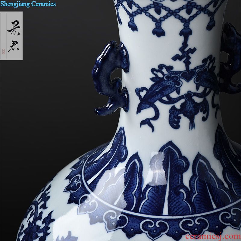 Hand-painted JingJun jingdezhen ceramics crafts are blue and white porcelain vases, flower arrangement sitting room of Chinese style household decorations