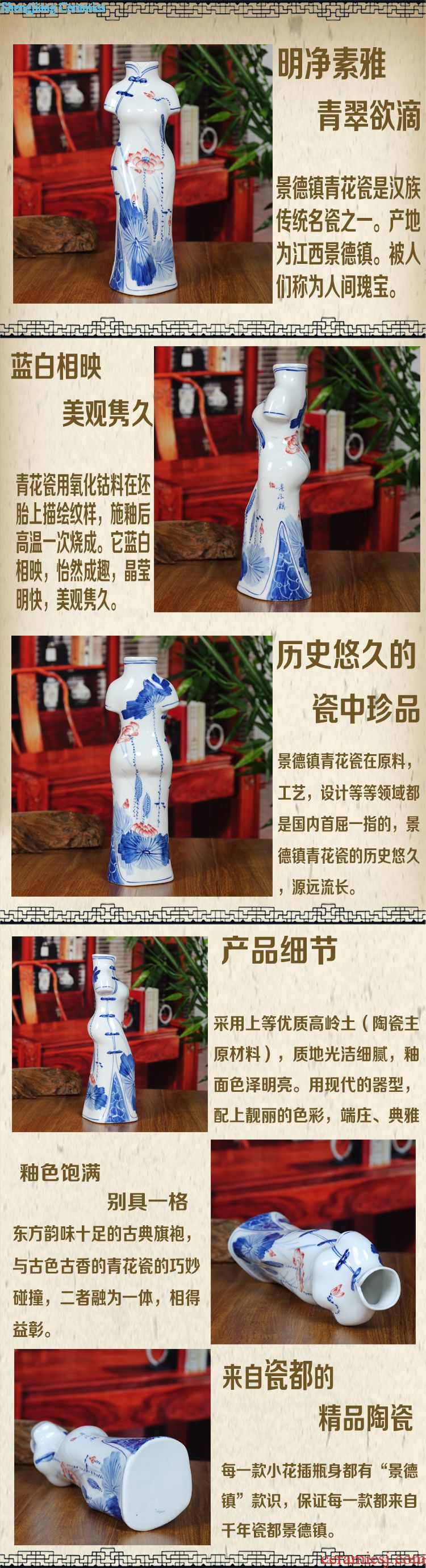 Jingdezhen blue and white porcelain ceramic vase hand-painted in modern home furnishing articles f egg handicraft gift sitting room
