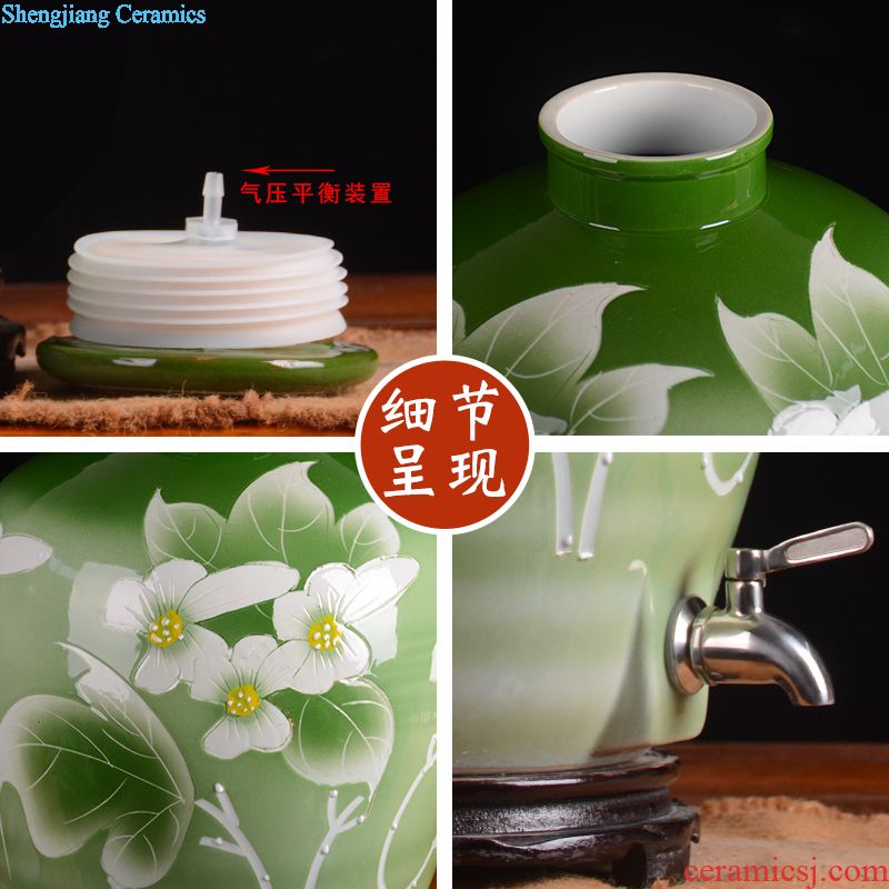 Jingdezhen ceramic jars bubble bottle with tap 10 jins 20 jins 30 jin wine 50 kg it sealed jar