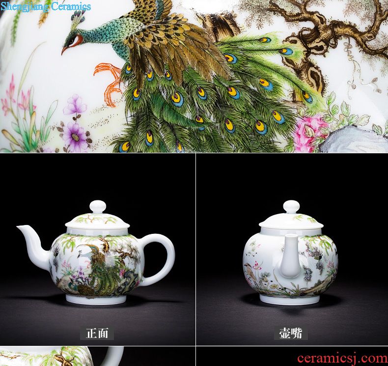 Holy big teapot hand-painted ceramic kung fu finches poetic spherical filtering teapot manual jingdezhen blue and white spirit tea sets